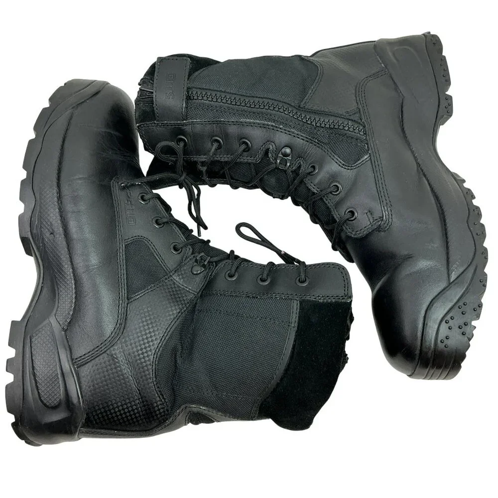 5.11 Tactical Series ATAC 8" Side Zip Combat Boots Mens 13 Leather Nylon Black - Picture 6 of 14